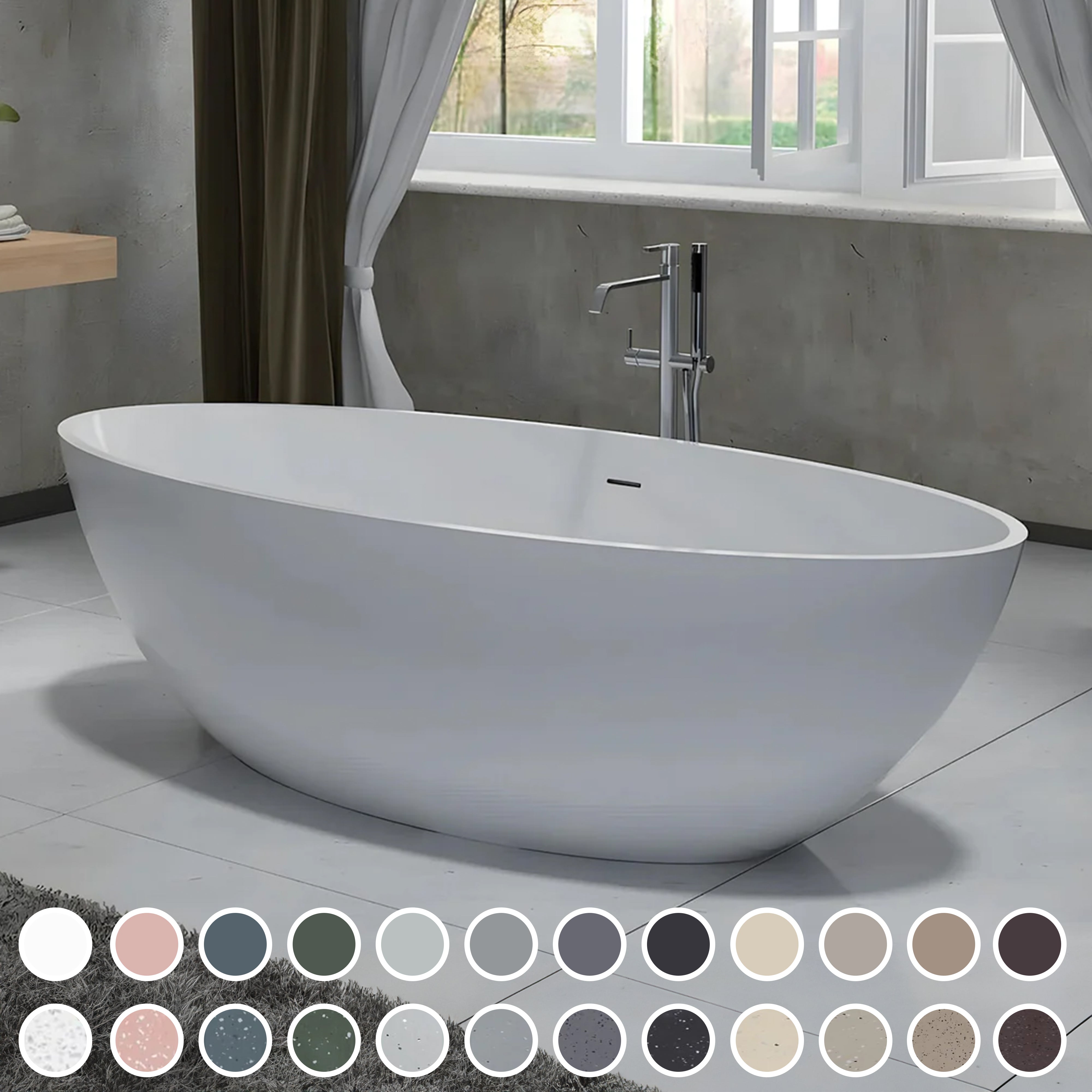 PIETRA BIANCA NICE FREESTANDING STONE BATHTUB WITH CUSTOM COLOURS 1800MM