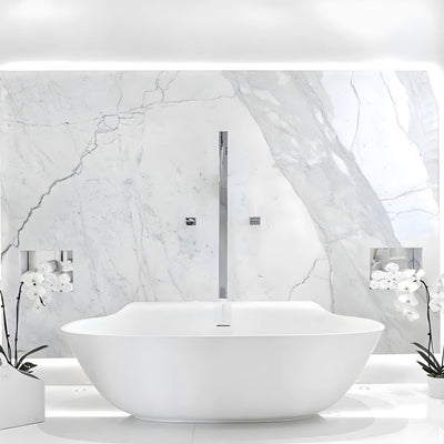 PIETRA BIANCA ALICE BACK-TO-WALL FREESTANDING STONE BATHTUB MATTE WHITE 1700MM