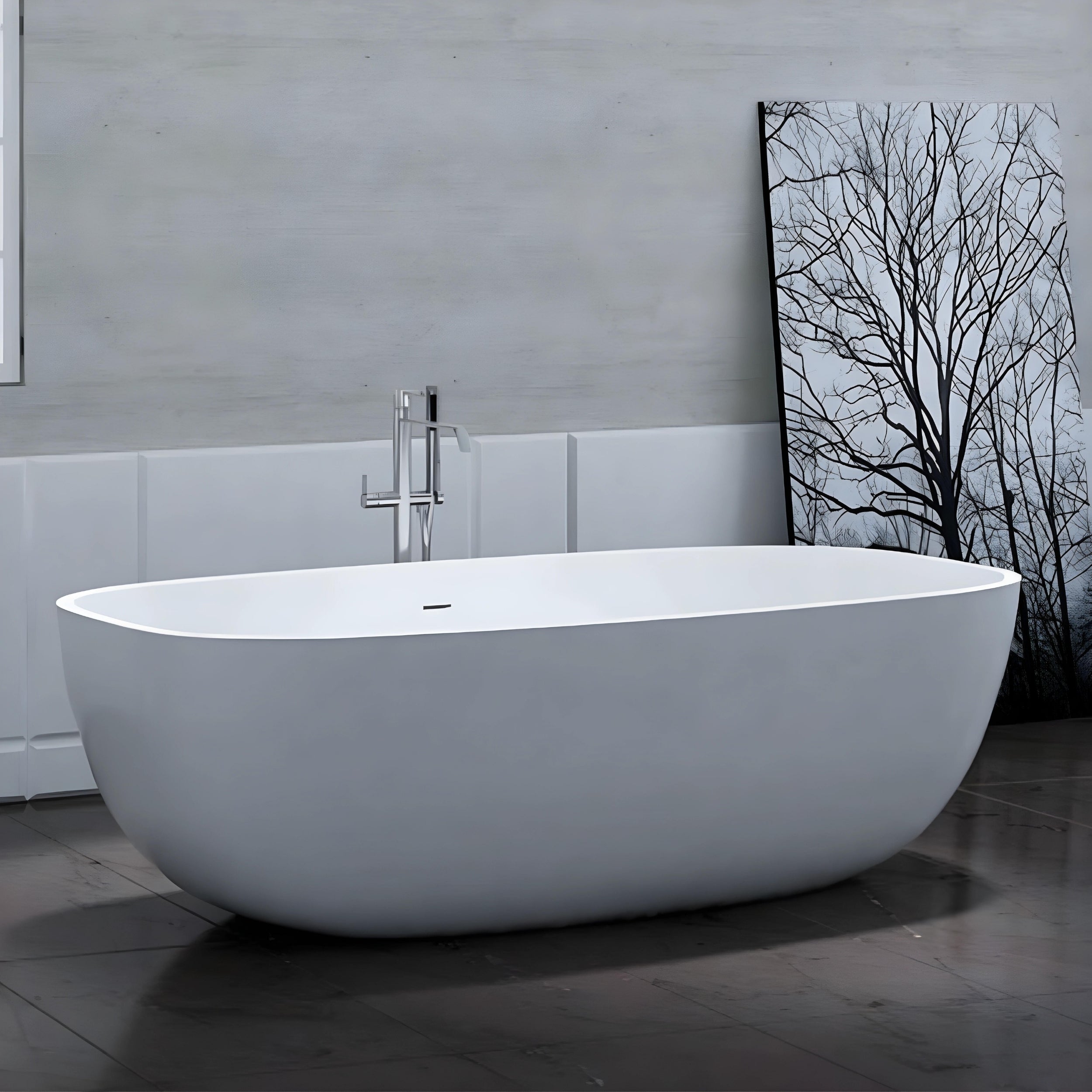 PIETRA BIANCA BORA FREESTANDING STONE BATHTUB WITH MULTICOLOUR (AVAILABLE IN 1650MM AND 1800MM)