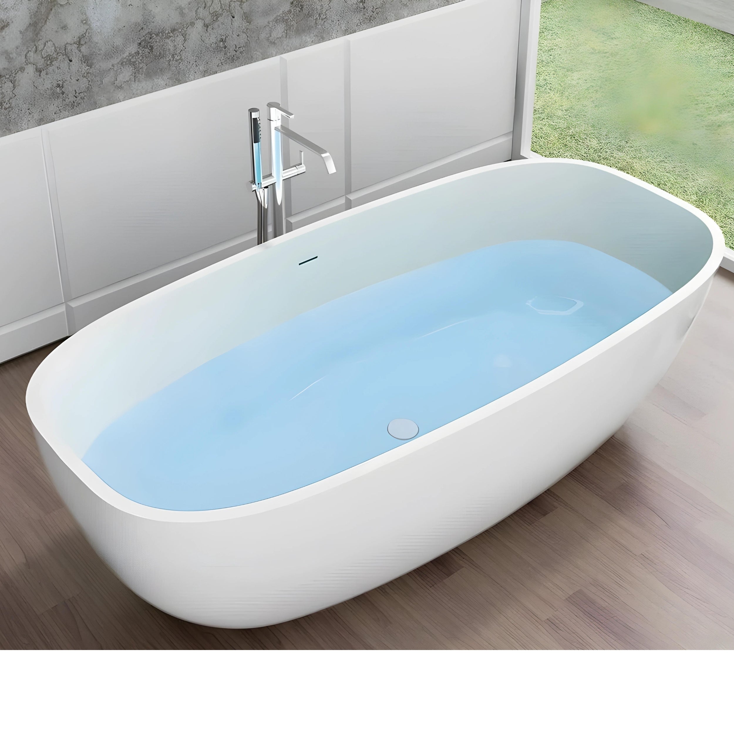PIETRA BIANCA BORA FREESTANDING STONE BATHTUB WITH MULTICOLOUR (AVAILABLE IN 1650MM AND 1800MM)
