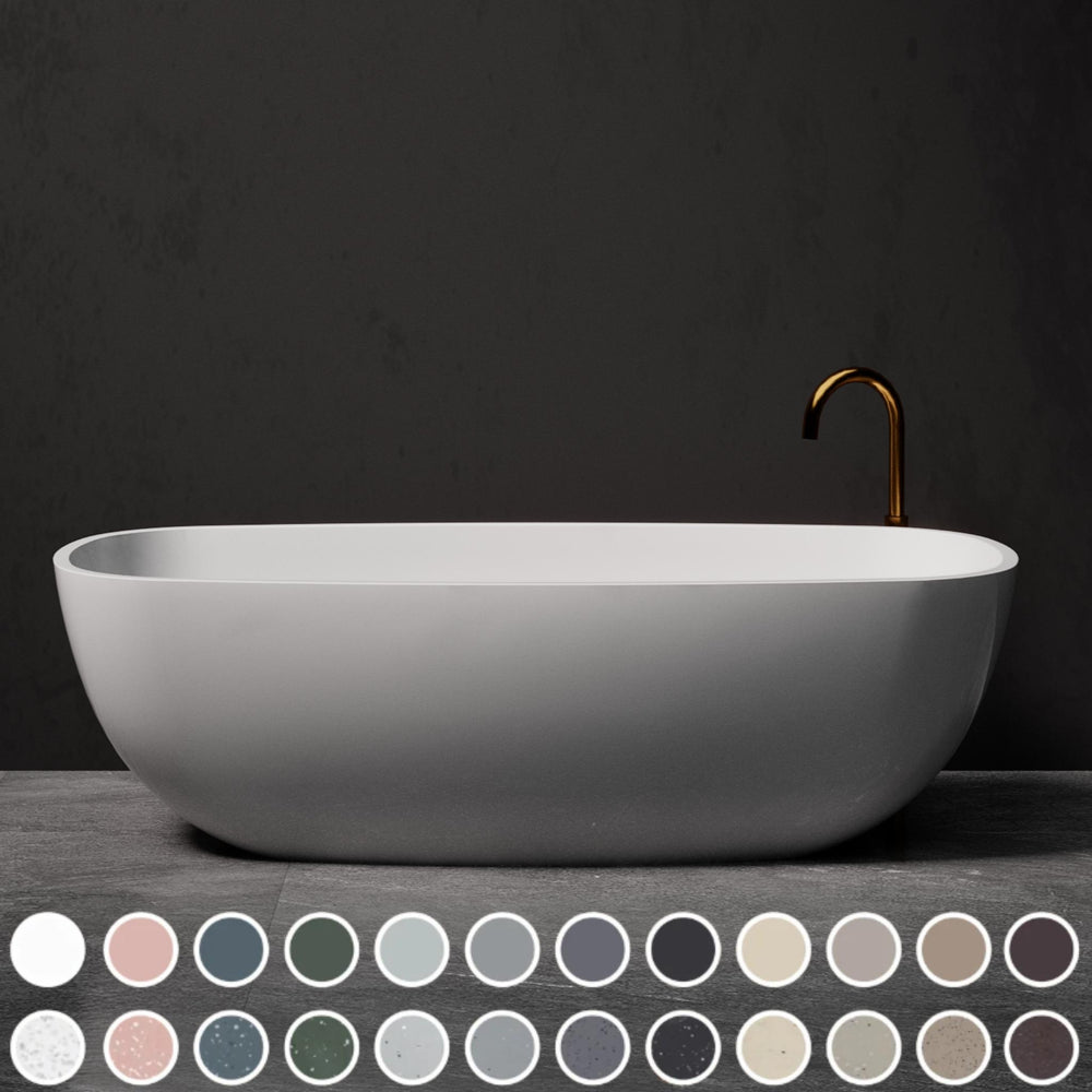 PIETRA BIANCA BORA FREESTANDING STONE BATHTUB WITH CUSTOM COLOURS (AVAILABLE IN 1650MM AND 1800MM)