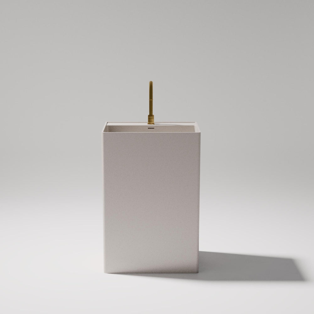 PIETRA BIANCA CUBE FREESTANDING PEDESTAL STONE BASIN WITH CUSTOM COLOURS 600MM