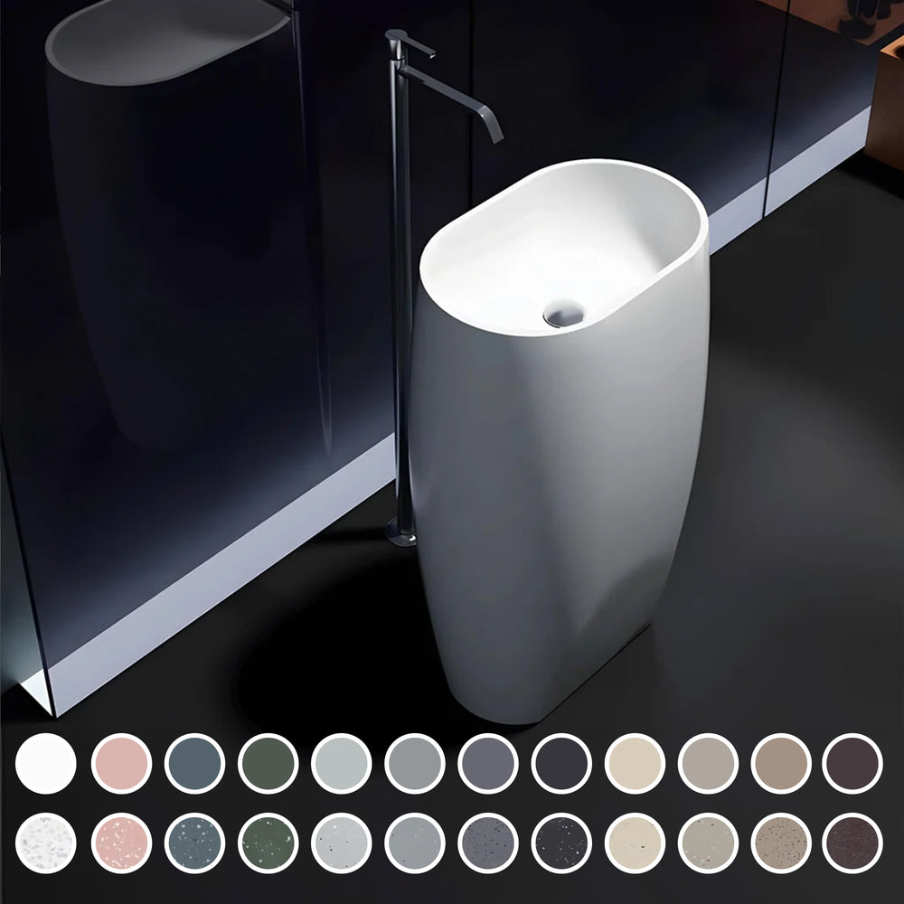 PIETRA BIANCA UNIQUE FREESTANDING STONE BASIN WITH CUSTOM COLOURS 530MM