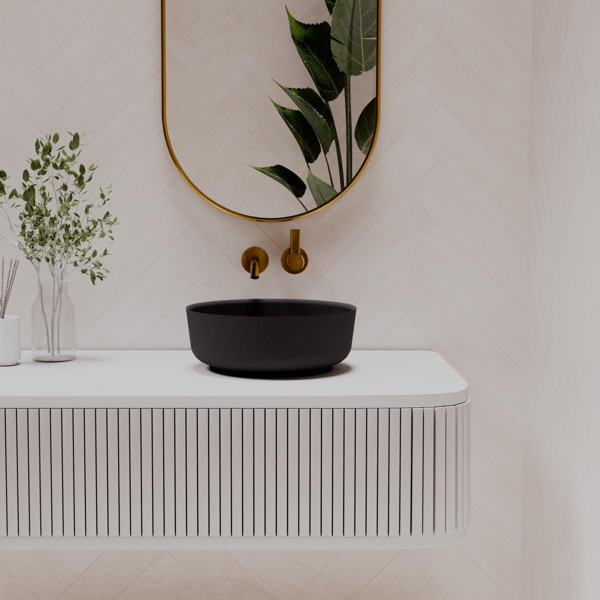 PIETRA BIANCA GEORGIA ABOVE COUNTER STONE BASIN WITH CUSTOM COLOURS 350MM