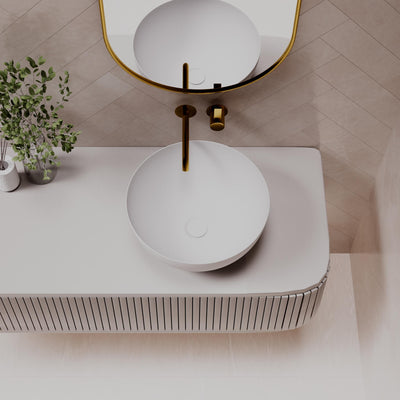 PIETRA BIANCA SUMMER ABOVE COUNTER STONE BASIN WITH WHITE MATTE 400MM