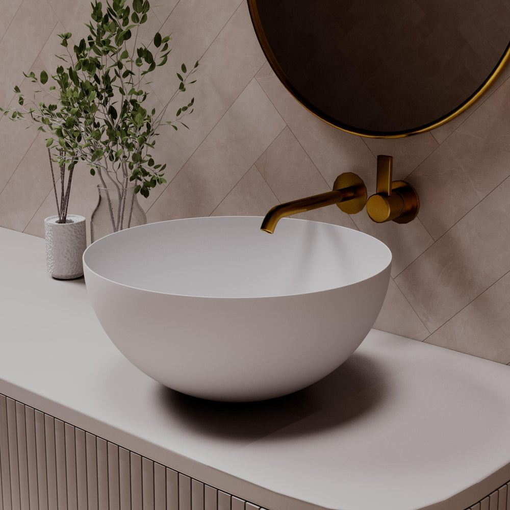 PIETRA BIANCA SUMMER ABOVE COUNTER STONE BASIN WITH CUSTOM COLOUR 400MM