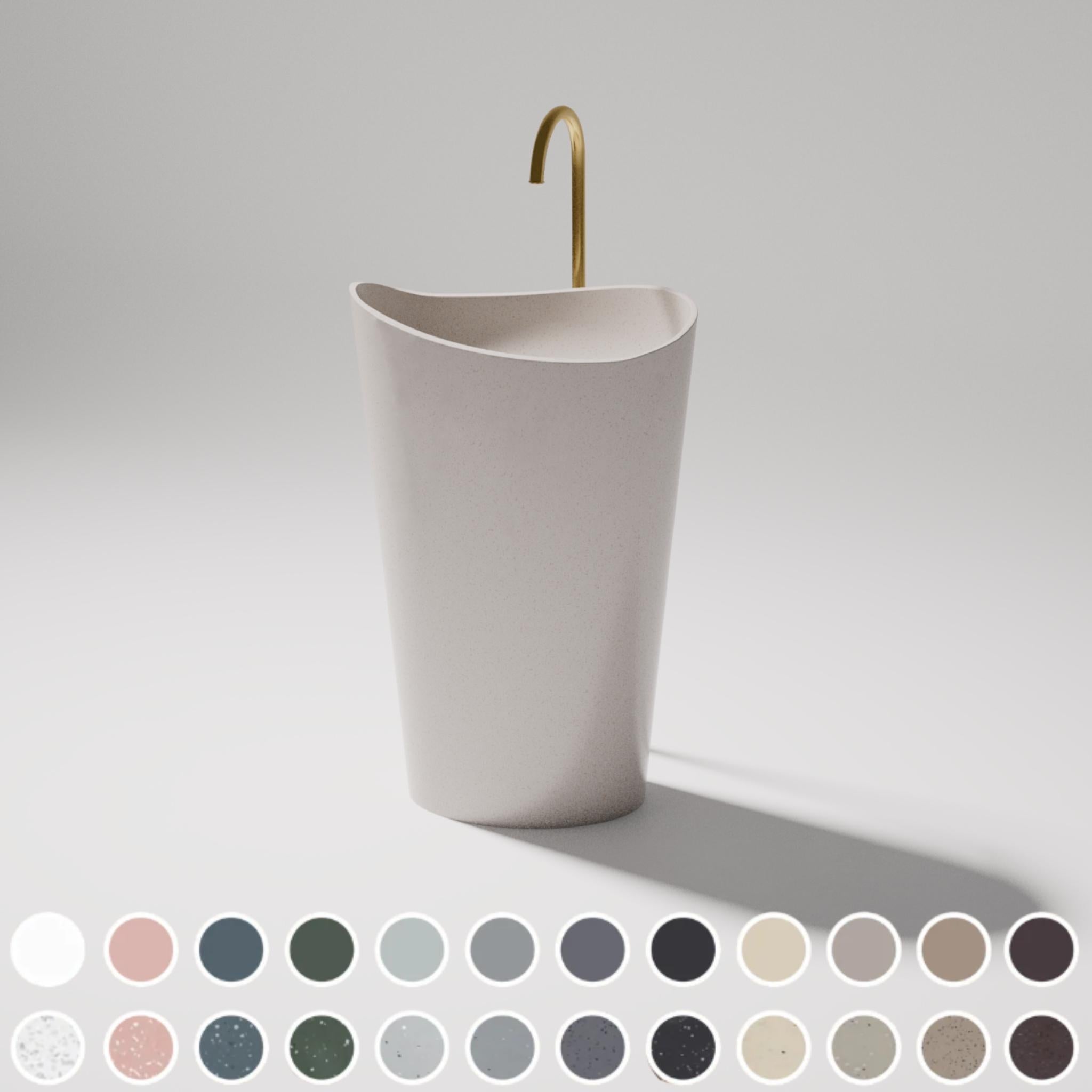 PIETRA BIANCA WAVE FREESTANDING STONE BASIN WITH CUSTOM COLOURS 600MM