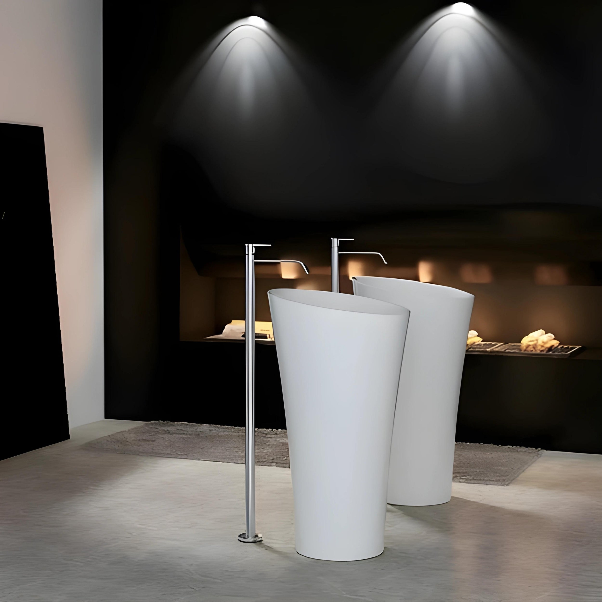 PIETRA BIANCA SPEAKER FREESTANDING PEDESTAL STONE BASIN WITH MULTICOLOUR 500MM