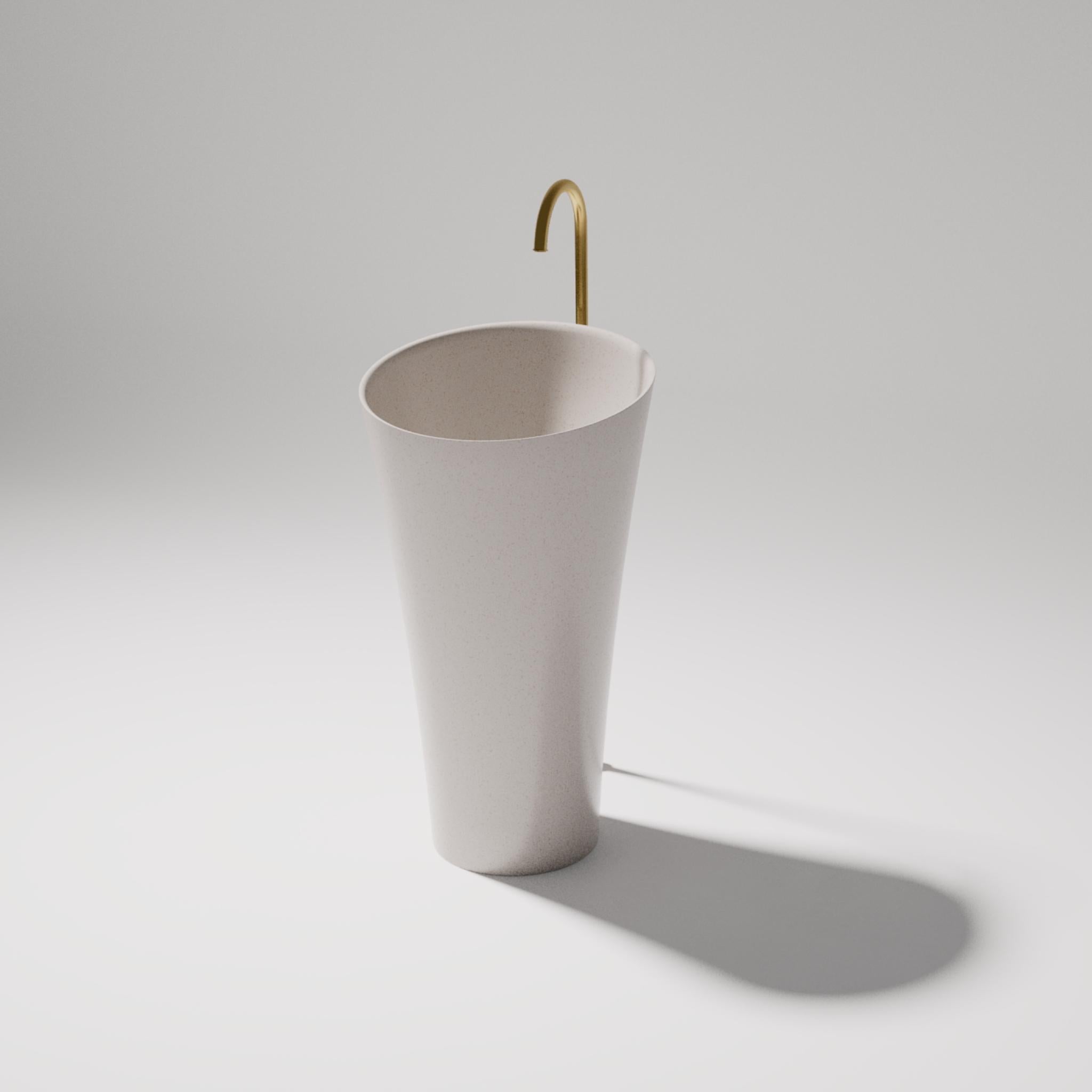 PIETRA BIANCA SPEAKER FREESTANDING PEDESTAL STONE BASIN WITH CUSTOM COLOURS 500MM