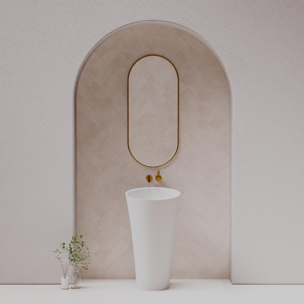 PIETRA BIANCA SPEAKER FREESTANDING PEDESTAL STONE BASIN WITH CUSTOM COLOURS 500MM