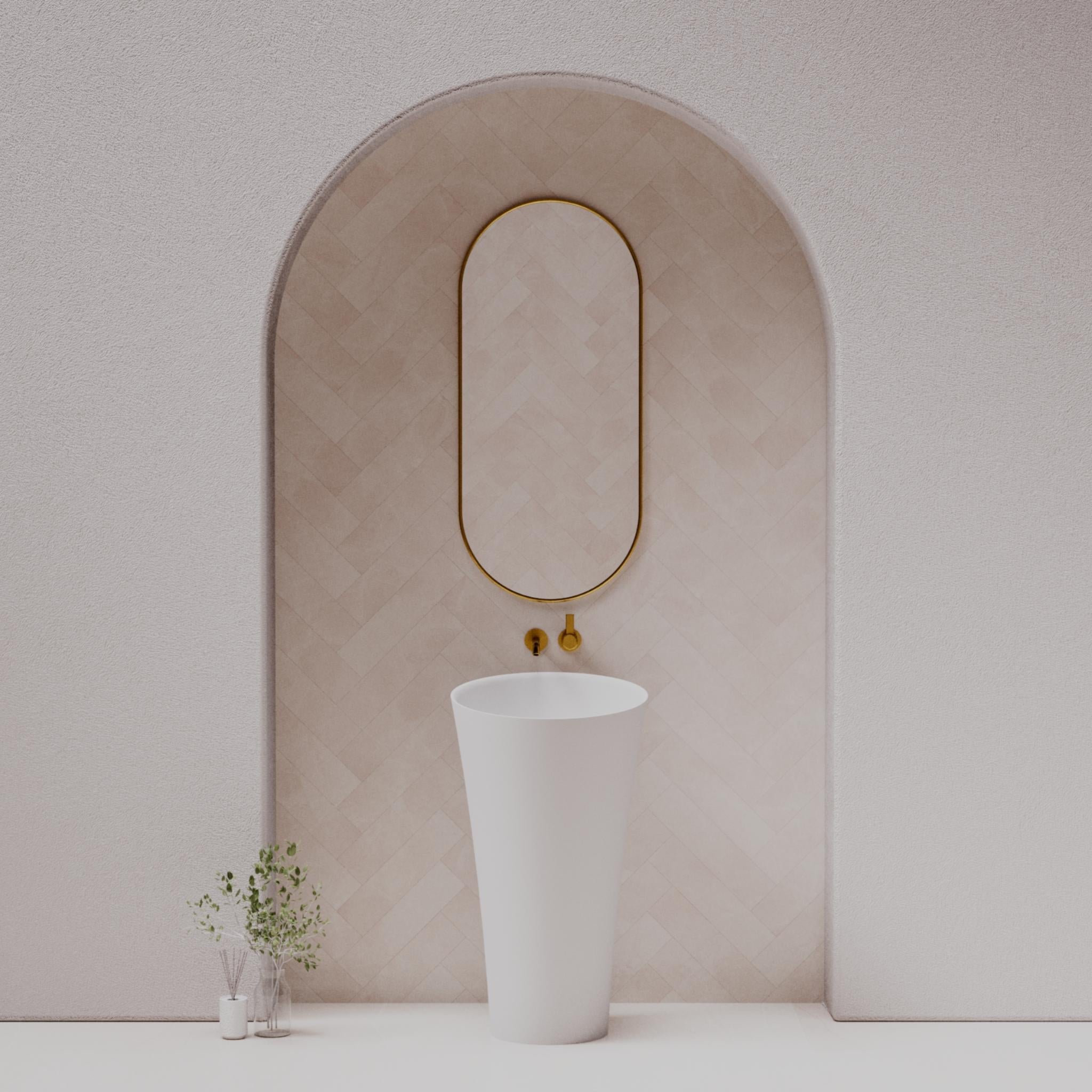 PIETRA BIANCA SPEAKER FREESTANDING PEDESTAL STONE BASIN WITH CUSTOM COLOURS 500MM