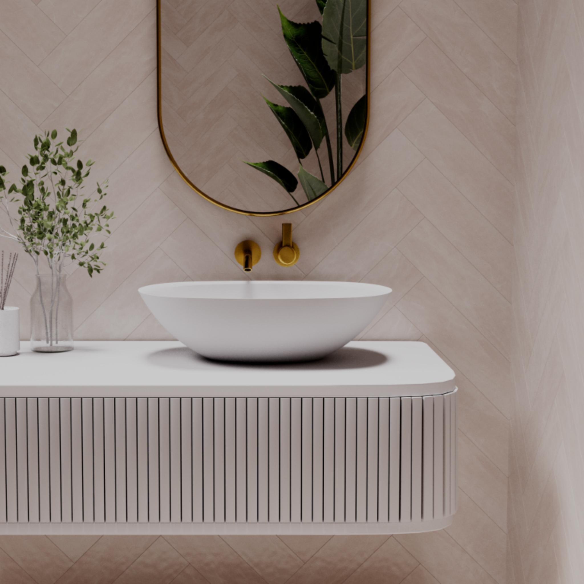 PIETRA BIANCA JULIA ABOVE COUNTER STONE BASIN WITH CUSTOM COLOURS 550MM