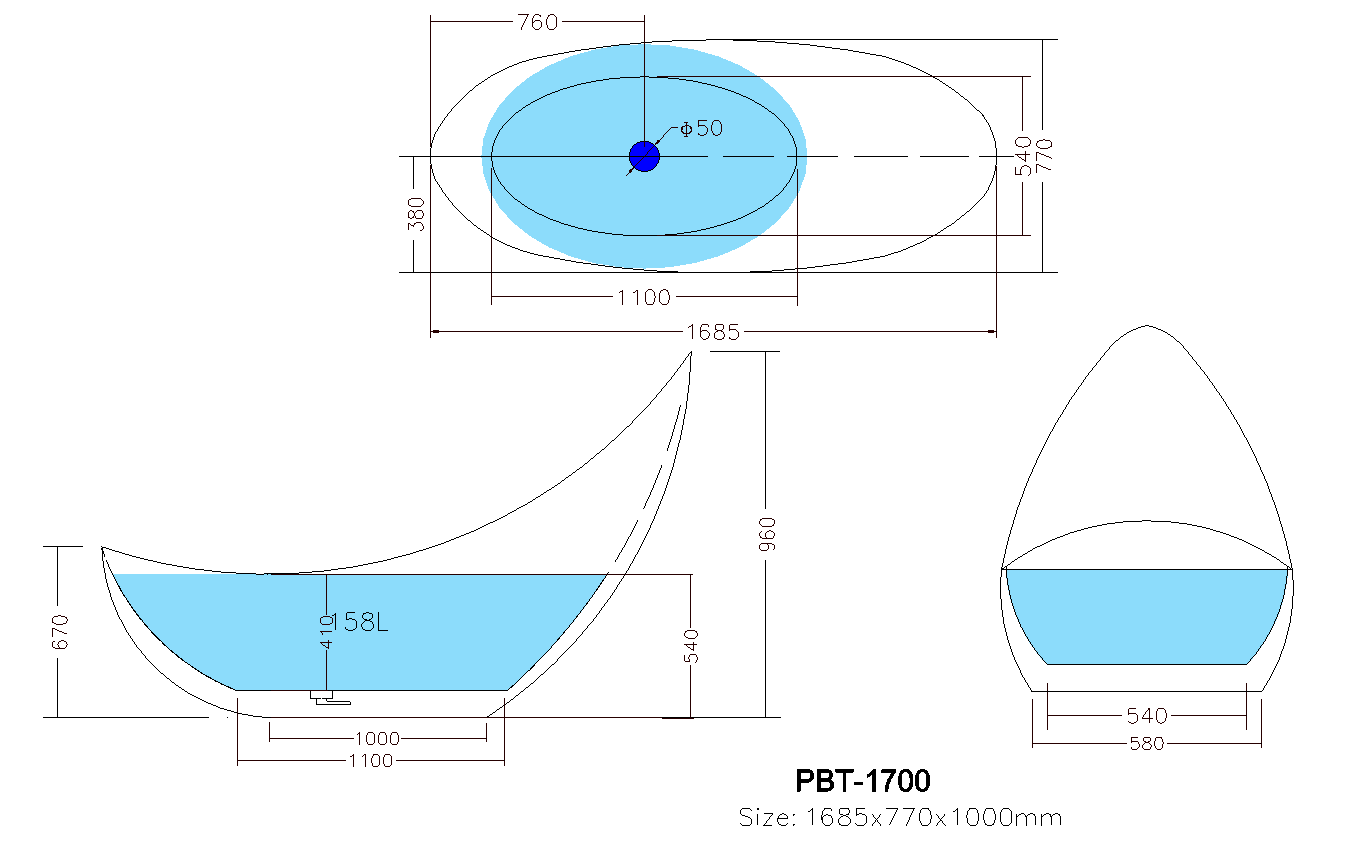 POSEIDON POSH FREE STANDING BATHTUB MATTE WHITE NON-OVERFLOW (AVAILABLE IN 1500MM AND 1685MM)