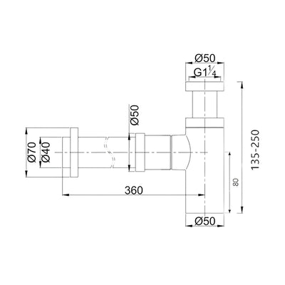 POSEIDON BRASS BOTTLE TRAP BLACK 40MM