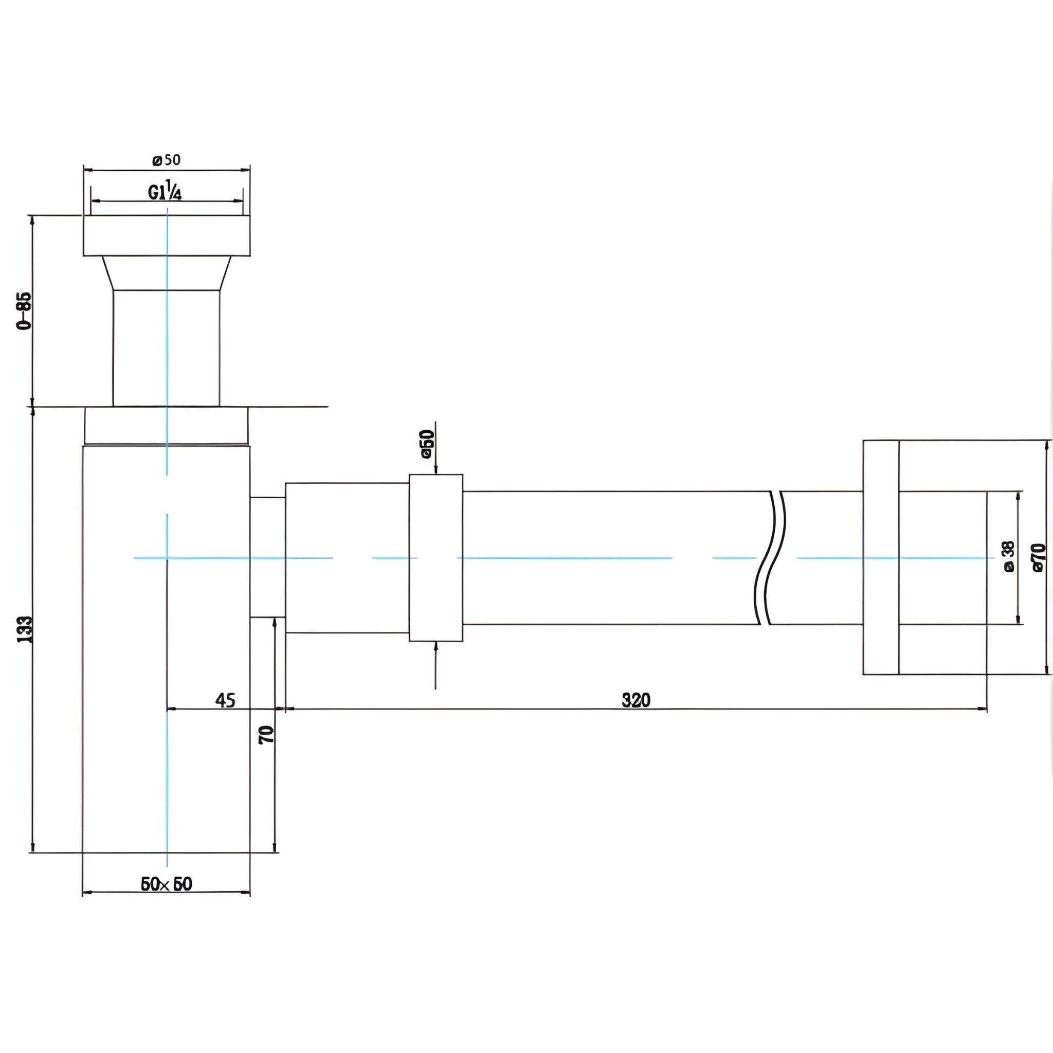 POSEIDON BRASS ROUND BOTTLE TRAP 40MM BRUSHED GOLD