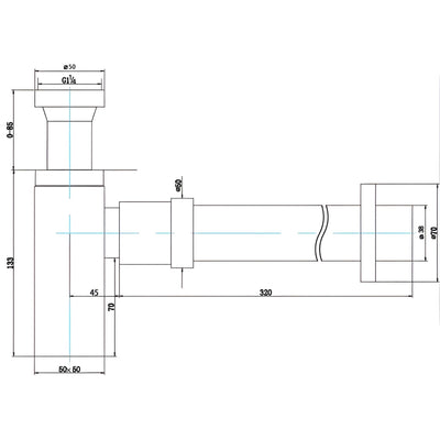 POSEIDON BRASS ROUND BOTTLE TRAP 40MM BRUSHED GOLD