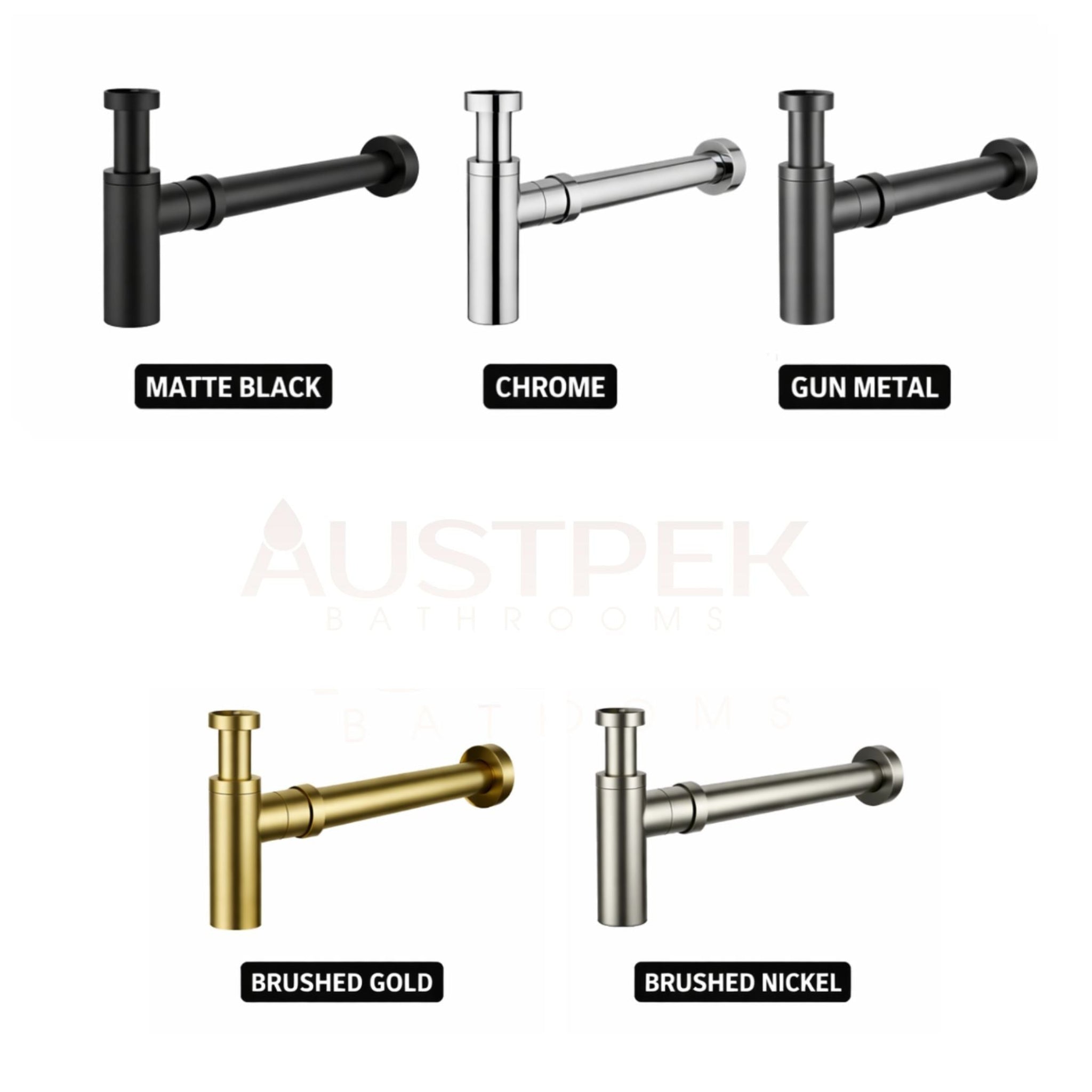 POSEIDON BRASS ROUND BOTTLE TRAP 40MM BRUSHED NICKEL