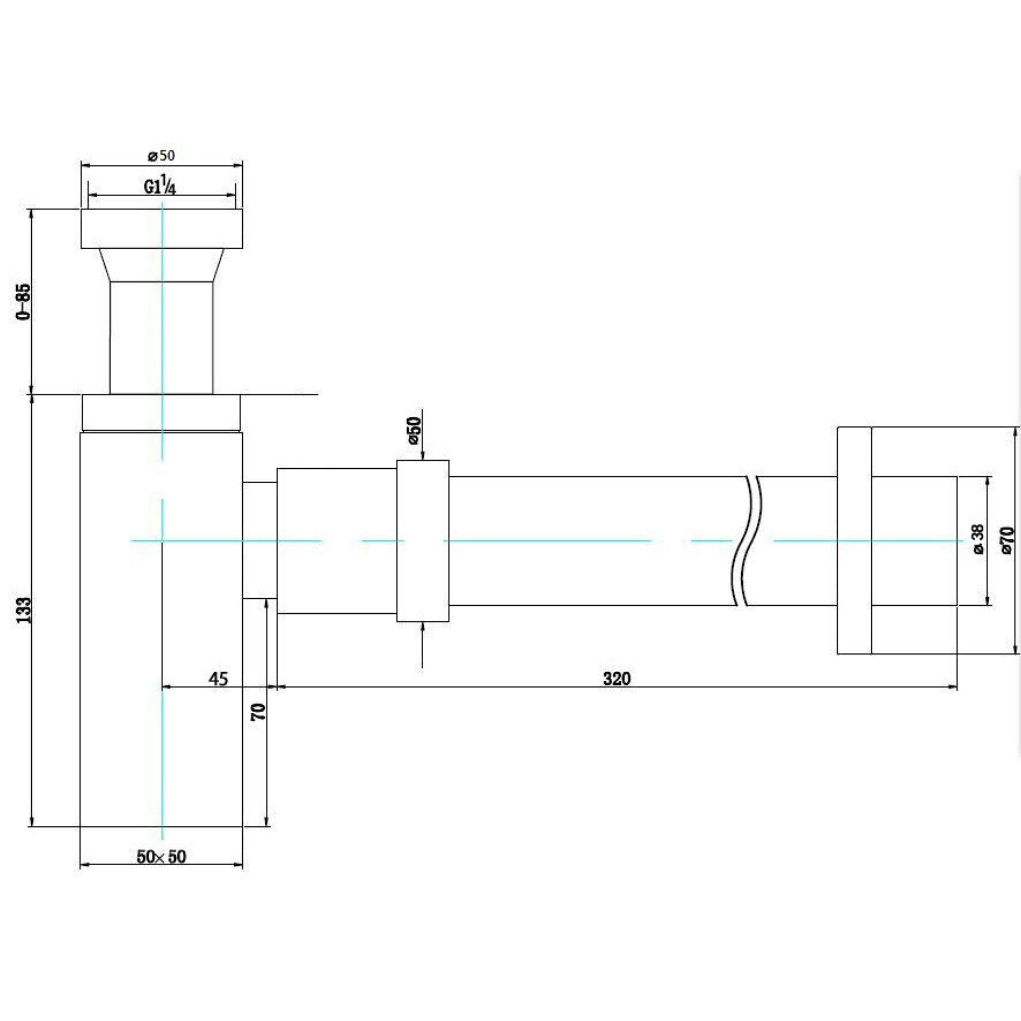 POSEIDON BRASS ROUND BOTTLE TRAP 40MM BRUSHED NICKEL