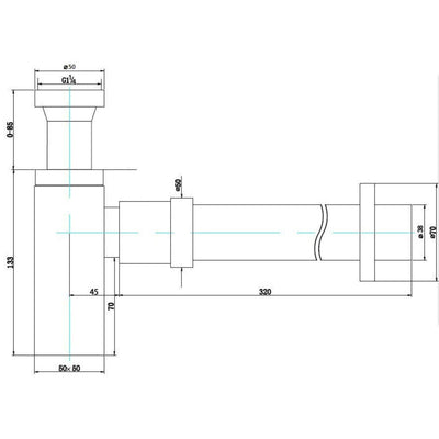 POSEIDON BRASS ROUND BOTTLE TRAP 40MM BRUSHED NICKEL