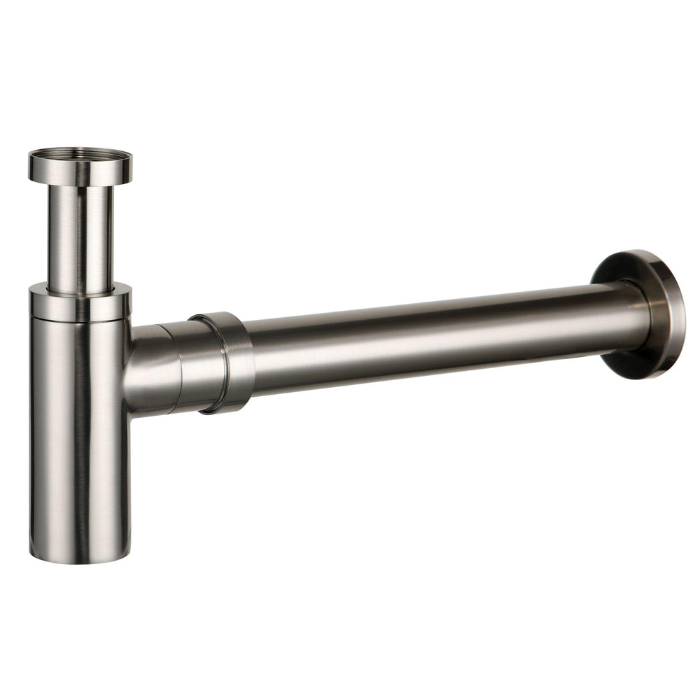 POSEIDON BRASS ROUND BOTTLE TRAP 40MM BRUSHED NICKEL