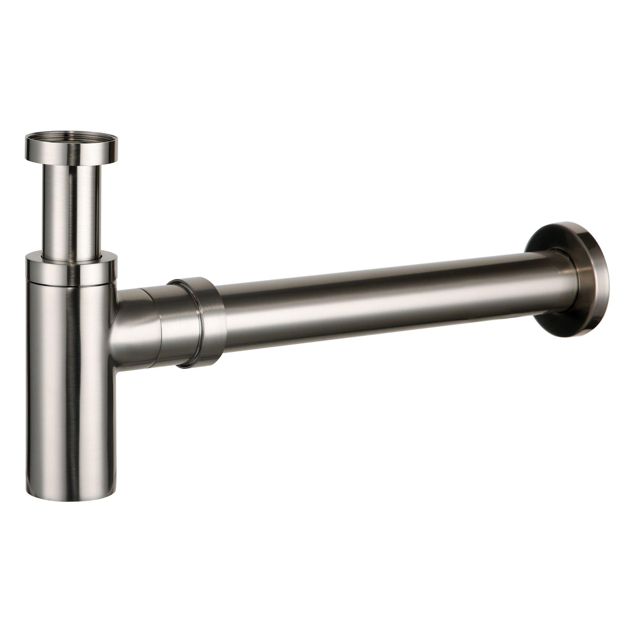 POSEIDON BRASS ROUND BOTTLE TRAP 40MM BRUSHED NICKEL