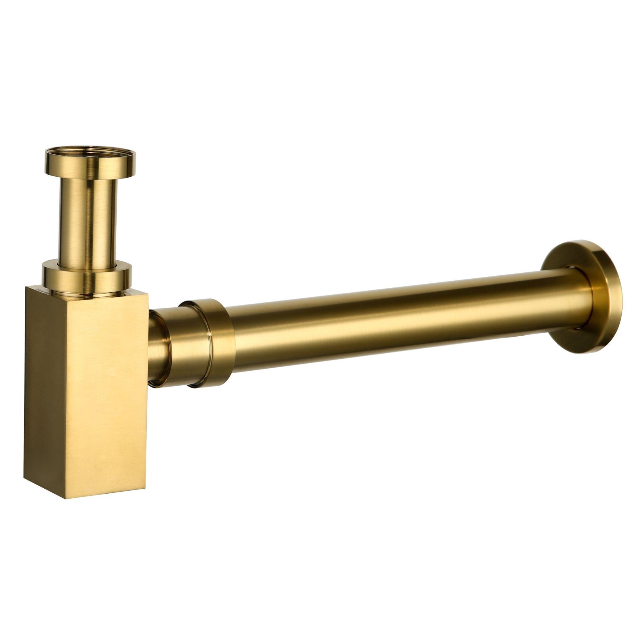 POSEIDON BRASS SQUARE BOTTLE TRAP 40MM BRUSHED GOLD