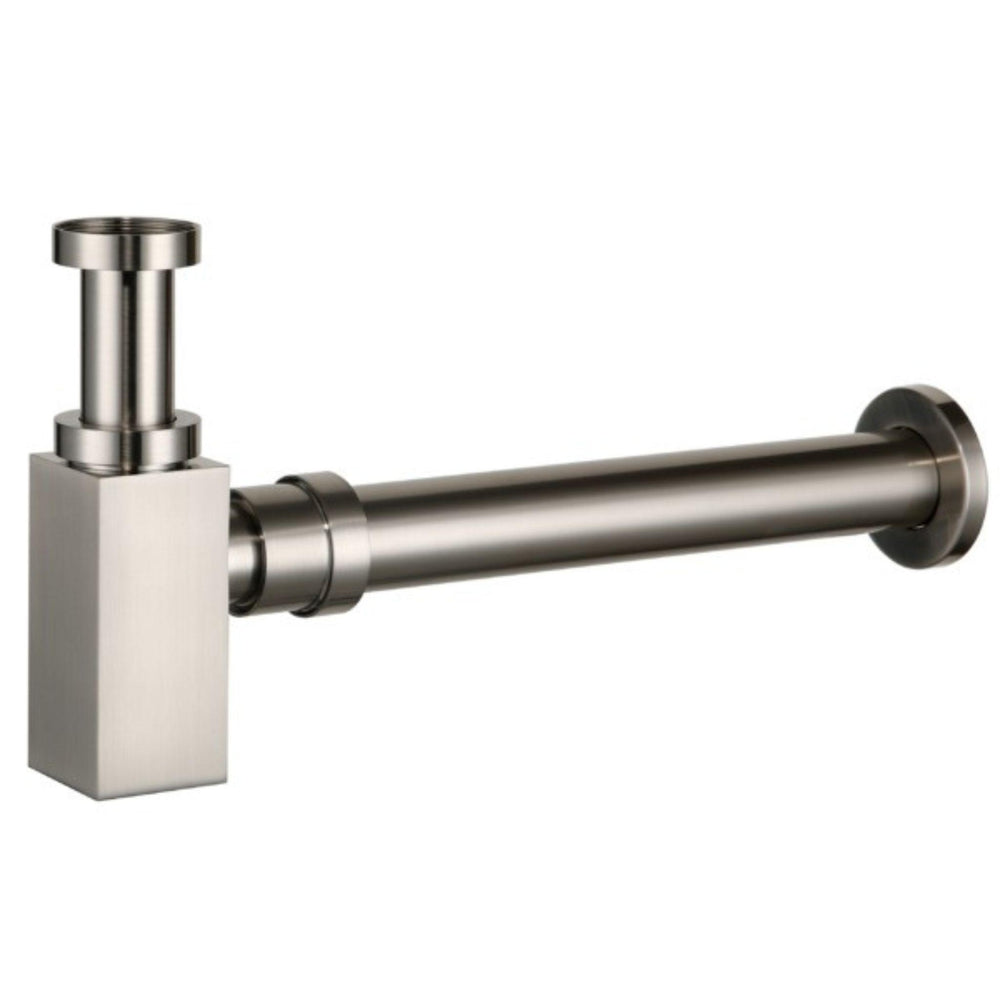 POSEIDON BRASS SQUARE BOTTLE TRAP 40MM BRUSHED NICKEL