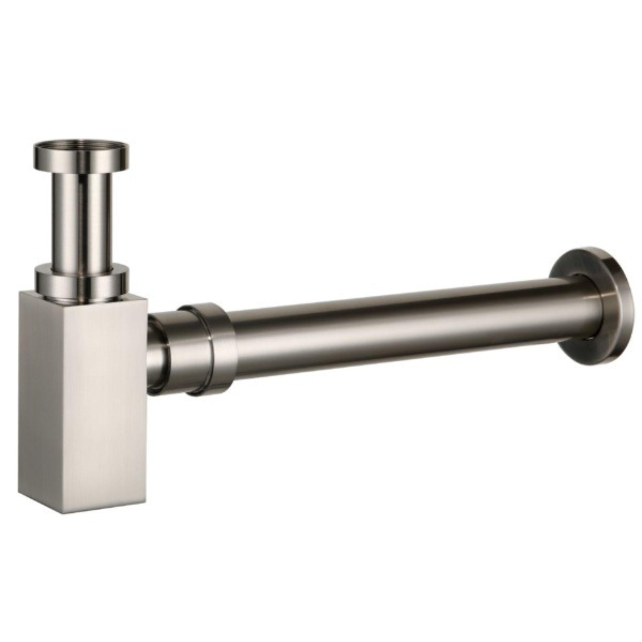 POSEIDON BRASS SQUARE BOTTLE TRAP 40MM BRUSHED NICKEL