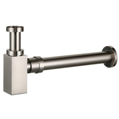 POSEIDON BRASS SQUARE BOTTLE TRAP 40MM BRUSHED NICKEL