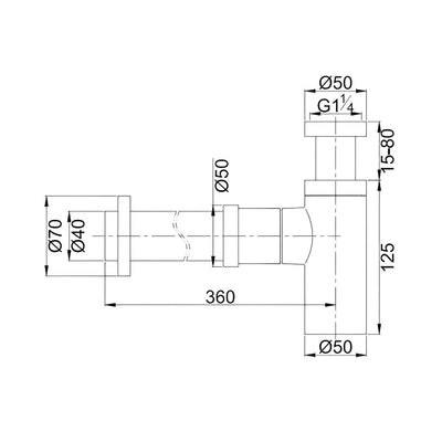 POSEIDON BRASS BOTTLE SQUARE TRAP CHROME 40MM
