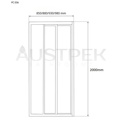 COVEY SEMI-FRAMED TRIPLE SLIDING DOOR WITH 3 PANEL SHOWER SCREEN MATTE BLACK