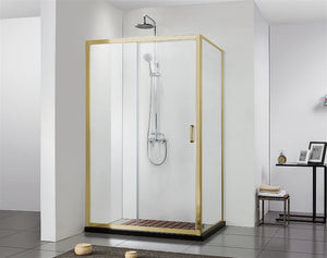 COVEY SEMI-FRAMELESS SINGLE SLIDING DOOR SHOWER SCREEN LIGHT GOLD