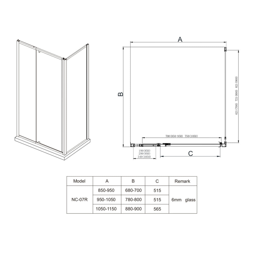 COVEY SEMI-FRAMELESS PIVOTAL DOOR SHOWER SCREEN CHROME
