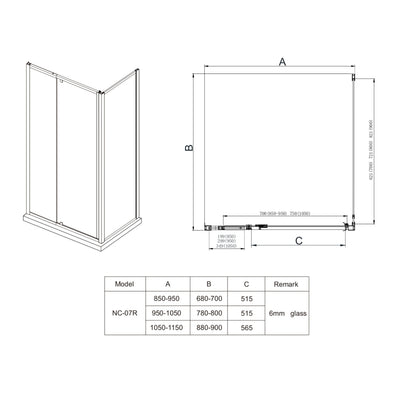 COVEY SEMI-FRAMELESS PIVOTAL DOOR SHOWER SCREEN BRUSHED NICKEL
