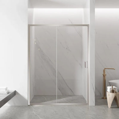 COVEY SEMI-FRAMELESS SINGLE SLIDING DOOR SHOWER SCREEN BRUSHED NICKEL