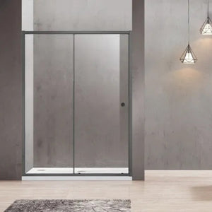 COVEY SEMI-FRAMELESS SINGLE SLIDING DOOR SHOWER SCREEN GUN METAL