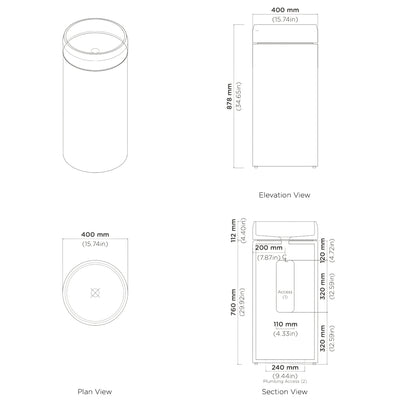 NOOD CO CYLINDER PRISM CIRCLE FREESTANDING BASIN IVORY