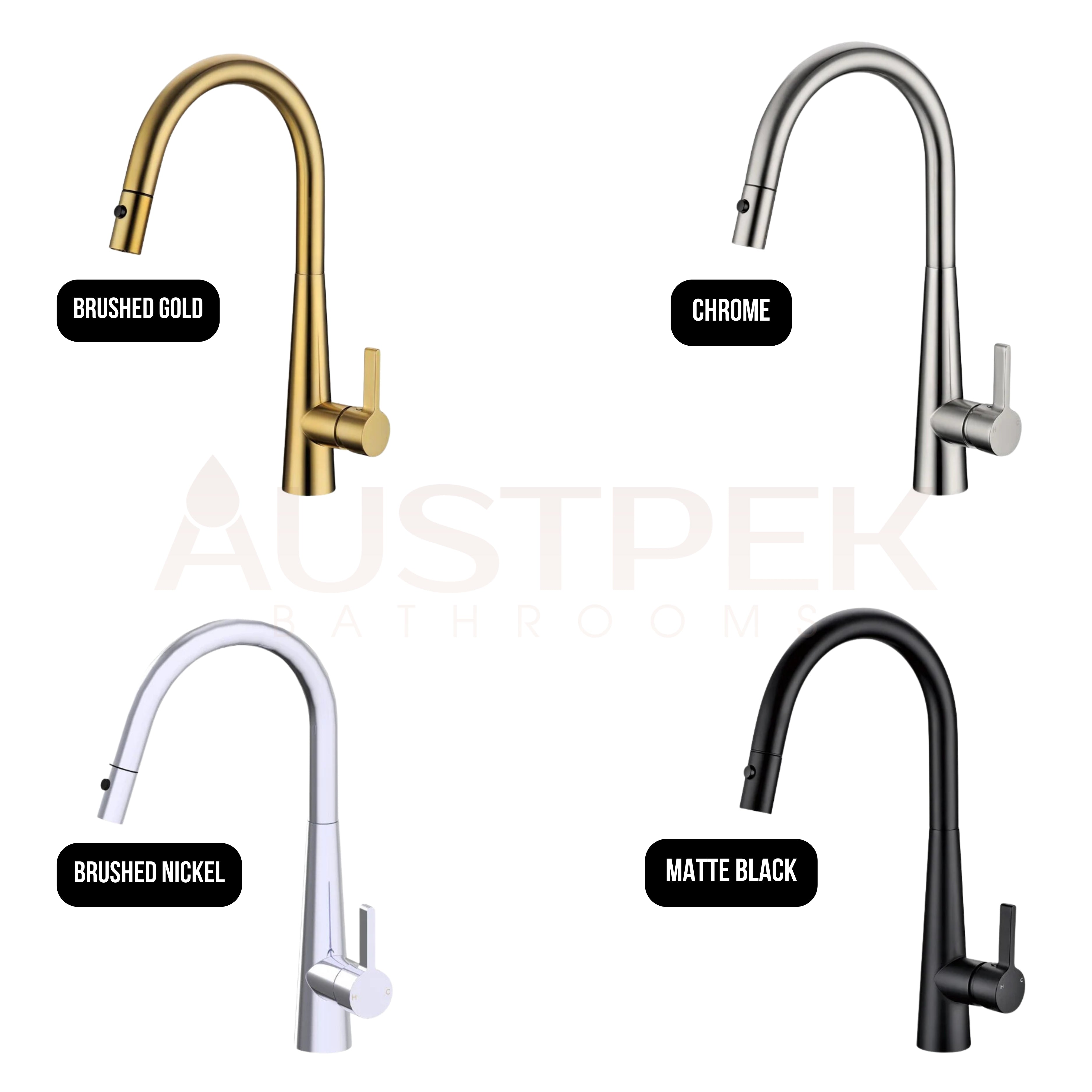IKON OTUS LUX PULL-OUT SINK MIXER BRUSHED GOLD
