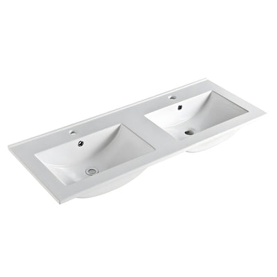 POSEIDON STANDARD GLOSS WHITE DOUBLE BOWL CERAMIC VANITY TOP (AVAILABLE IN 1210MM AND 1510MM)