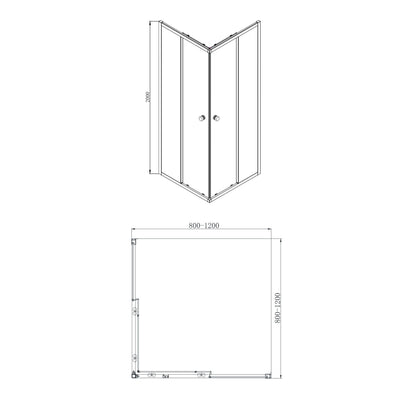 COVEY SEMI-FRAMELESS CORNER OPEN DOUBLE SLIDING DOOR SHOWER SCREEN BRUSHED NICKEL