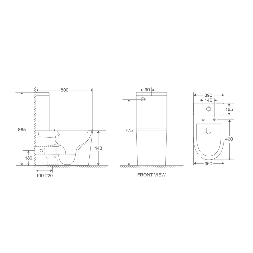 MERCIO PANI CARE-ACCESSIBLE RIMLESS BACK TO WALL TOILET GLOSS WHITE