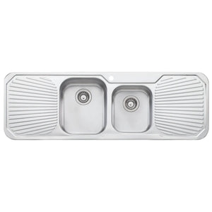 OLIVERI PETITE 1 & 3/4 BOWL TOPMOUNT KITCHEN SINK WITH DOUBLE DRAINER STAINLESS STEEL 1430MM