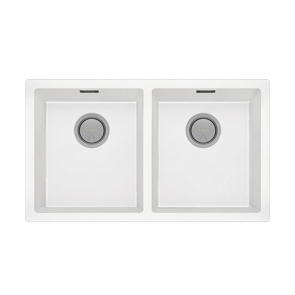 PHOENIX 5000 SERIES DOUBLE BOWL SINK MATTE WHITE 802MM