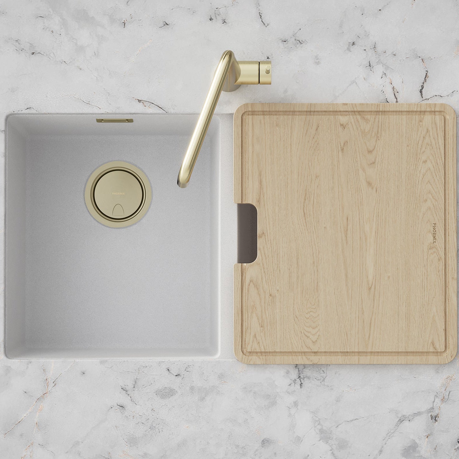 PHOENIX 5000 SERIES DOUBLE BOWL SINK MATTE WHITE 802MM