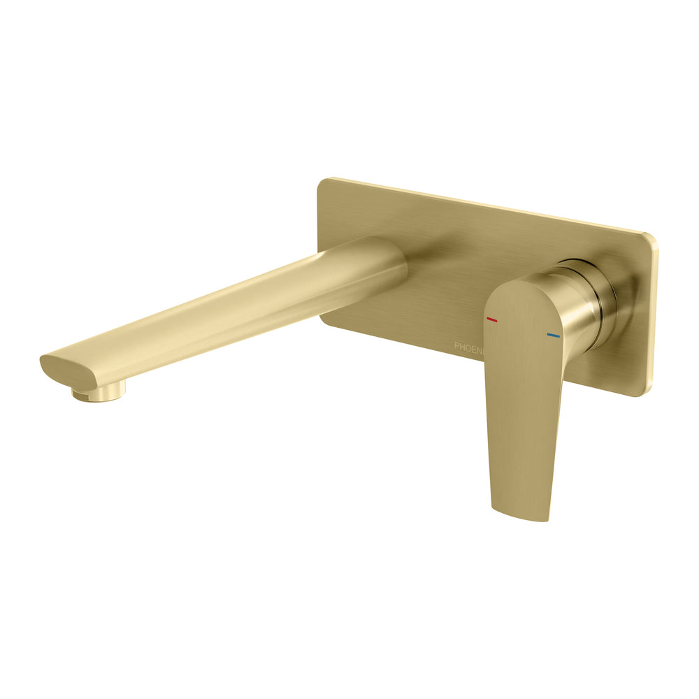 PHOENIX ARLO WALL BASIN / BATH MIXER SET WITH TRIM KIT ONLY 225MM BRUSHED GOLD