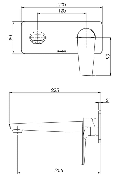 PHOENIX ARLO LEAD FREE WALL BASIN / BATH MIXER SET WITH TRIM KIT ONLY 225MM BRUSHED GOLD