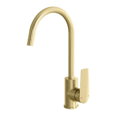 PHOENIX ARLO LEAD FREE GOOSENECK SINK MIXER 374MM BRUSHED GOLD