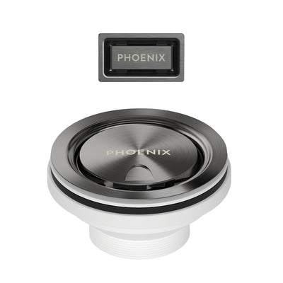 PHOENIX COVERED SINK BASKET WASTE WITH OVERFLOW BRUSHED CARBON