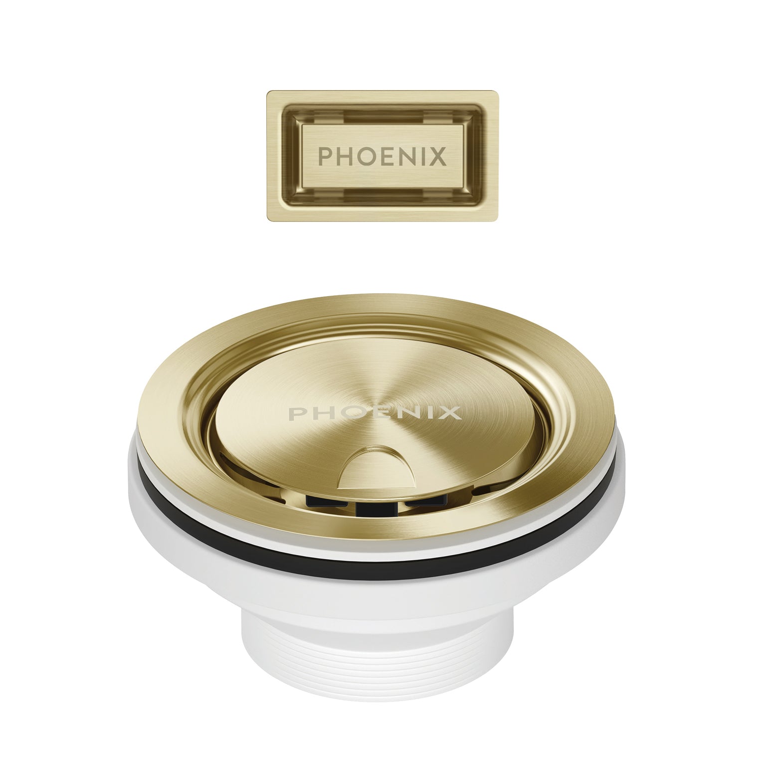 PHOENIX COVERED SINK BASKET WASTE WITH OVERFLOW BRUSHED GOLD