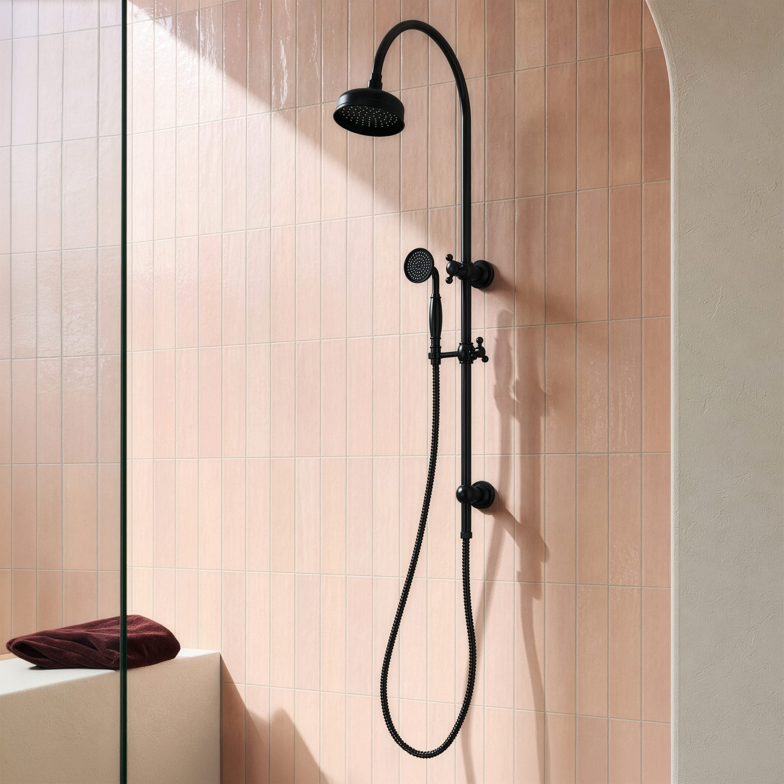 PHOENIX CROMFORD TWIN SHOWER 447MM MATTE BLACK